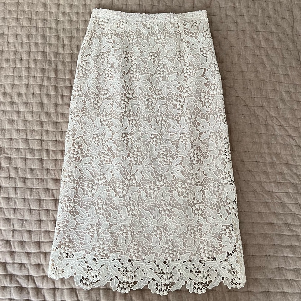 H&M Conscious Collection Lace Pencil Skirt in Cream sz. 2